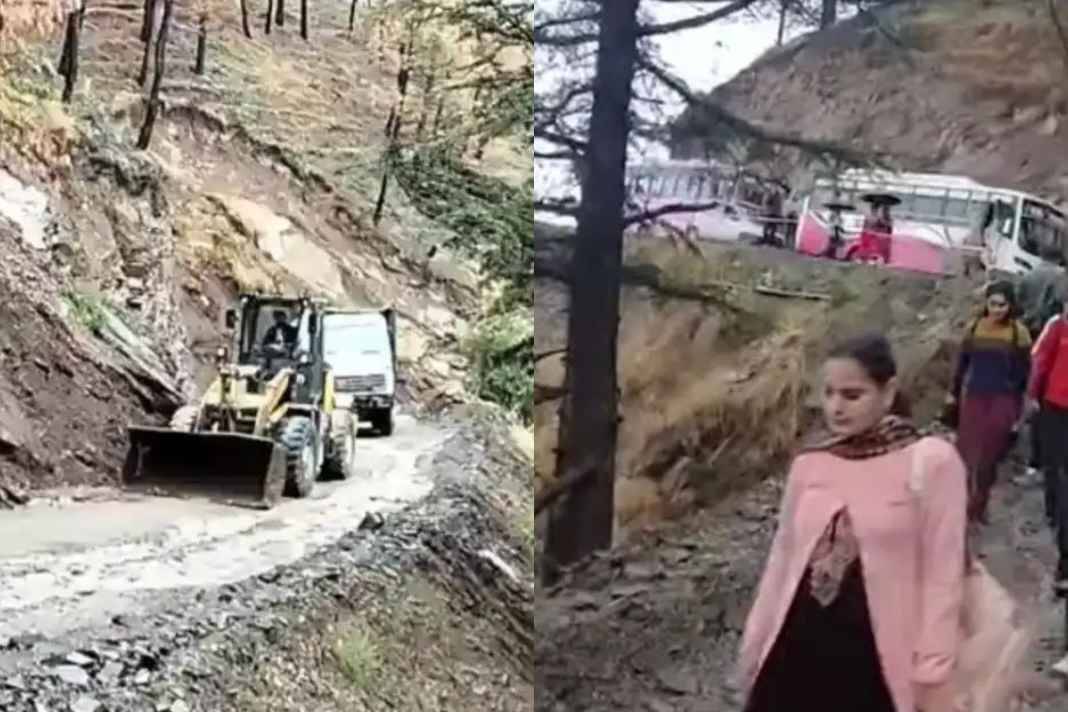 Heavy landslide on Chamiyana Hospital Road