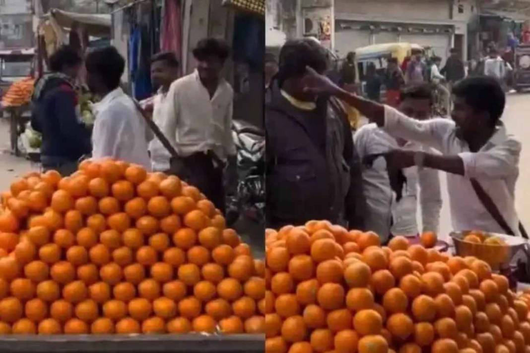 बाजार में संतरा बेचने वाले का ये अवतार देख घूम जाएगा सिर, ग्राहक को फल देने का तरीका भी है सबसे जुदा Orange Selling Video
