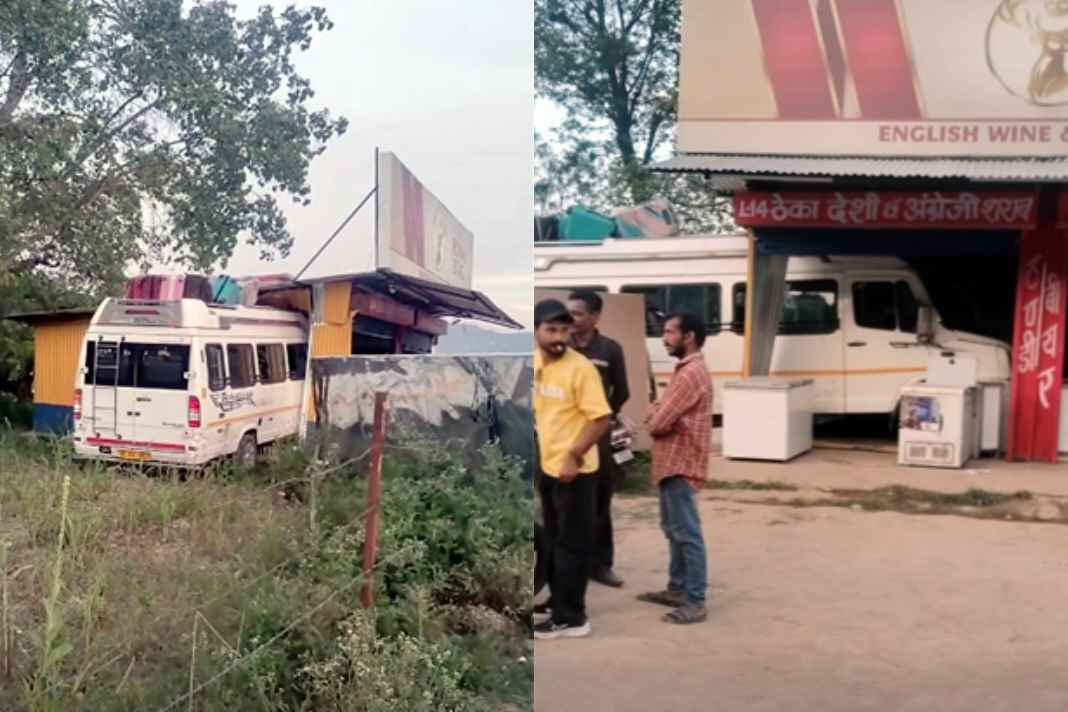 कीरतपुर-नेरचौक फोरलेन पर खौफनाक मंजर: शराब के ठेके में जा घुसी तेज रफ्तार ट्रैवलर, मची भारी तबाही Traveler entered the liquor shop