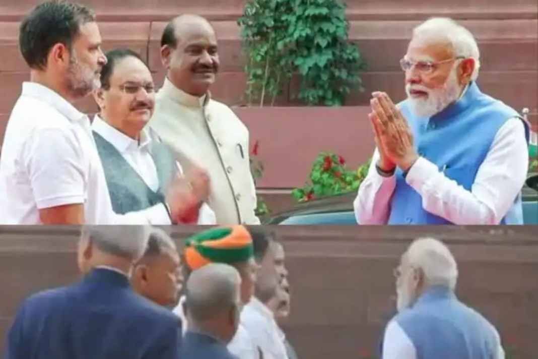 प्रेरणा स्थल पर मोदी-राहुल की मुलाकात, दोनों नेताओं के बीच सहज बातचीत का वीडियो वायरल pm modi rahul gandhi