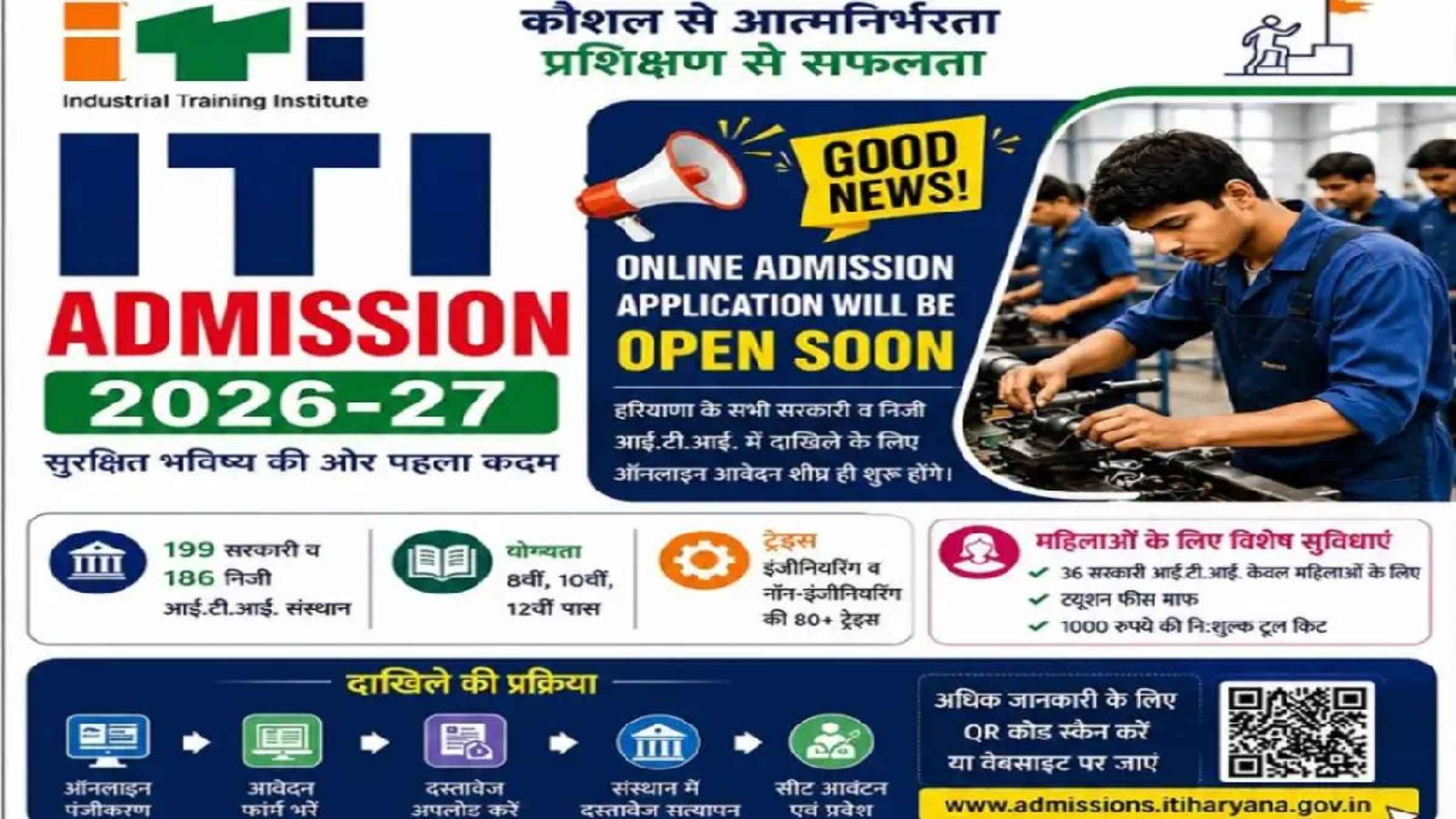 हरियाणा आईटीआई एडमिशन 2026 की तारीखें घोषित, जानें कब से शुरू होंगे आवेदन और किन दस्तावेजों की होगी जरूरत Haryana ITI Admission Online Registration Form
