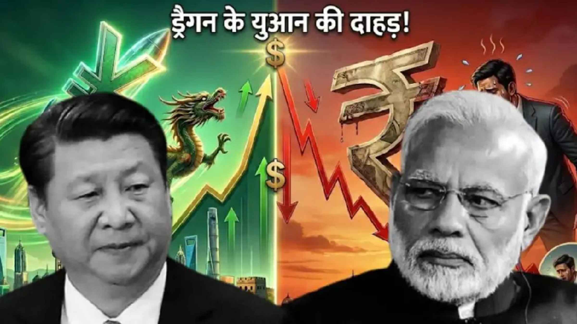 Indian Rupee crash Chinese Yuan appreciation