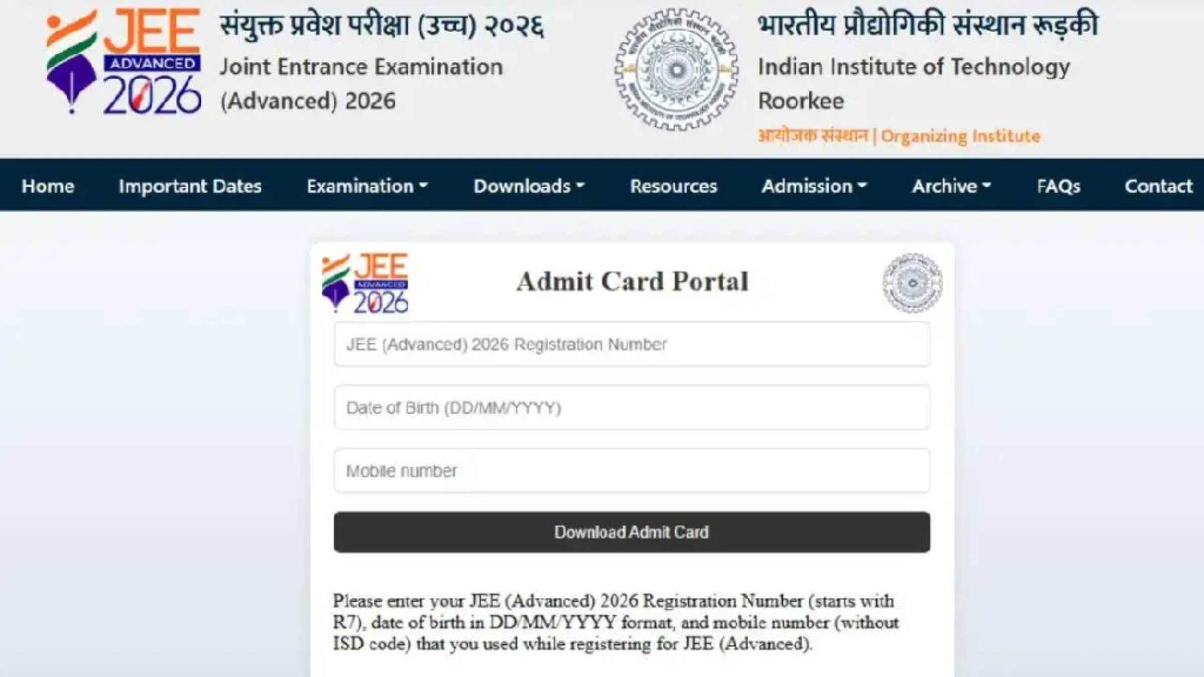 JEE Advanced IIT Roorkee