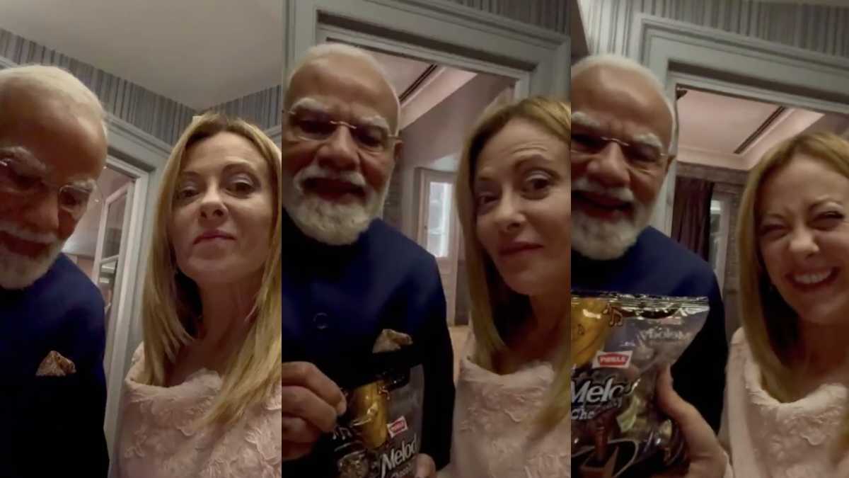 रोम में पीएम मोदी ने जॉर्जिया मेलोनी को दिया सरप्राइज गिफ्ट, सोशल मीडिया पर वायरल हुआ खिलखिलाहट का वीडियो Modi Gift To Meloni