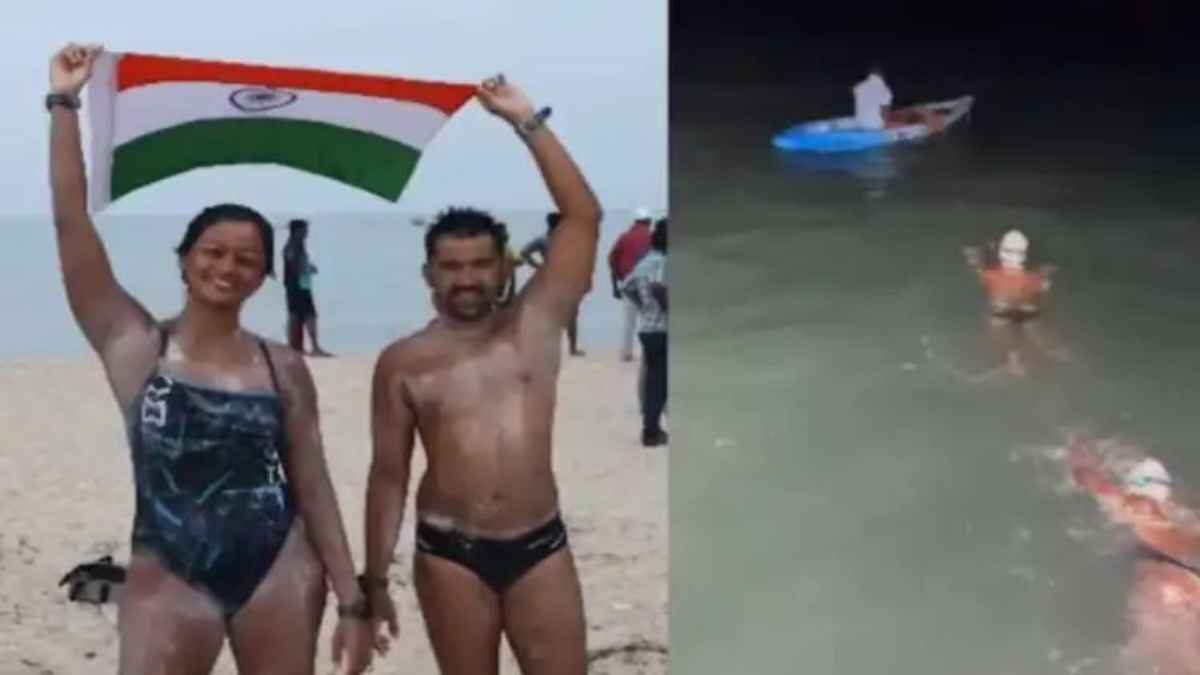 रामसेतु मार्ग पर तैरकर रचा इतिहास: श्रीलंका से भारत पहुंचे बेंगलुरु के सॉफ्टवेयर इंजीनियर दंपती OpenWaterSwimming