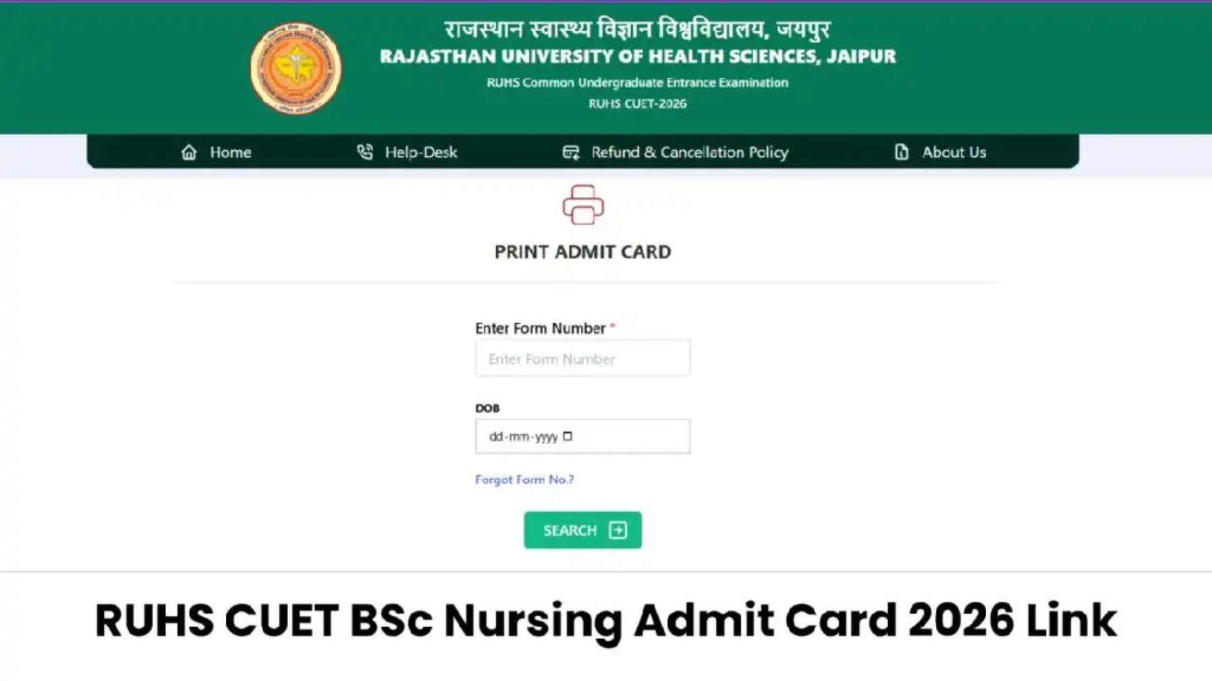 राजस्थान बीएससी नर्सिंग प्रवेश परीक्षा के एडमिट कार्ड जारी, इस डायरेक्ट लिंक से तुरंत डाउनलोड करें अपना हॉल टिकट! RUHS BSc Nursing Admit Card 2026