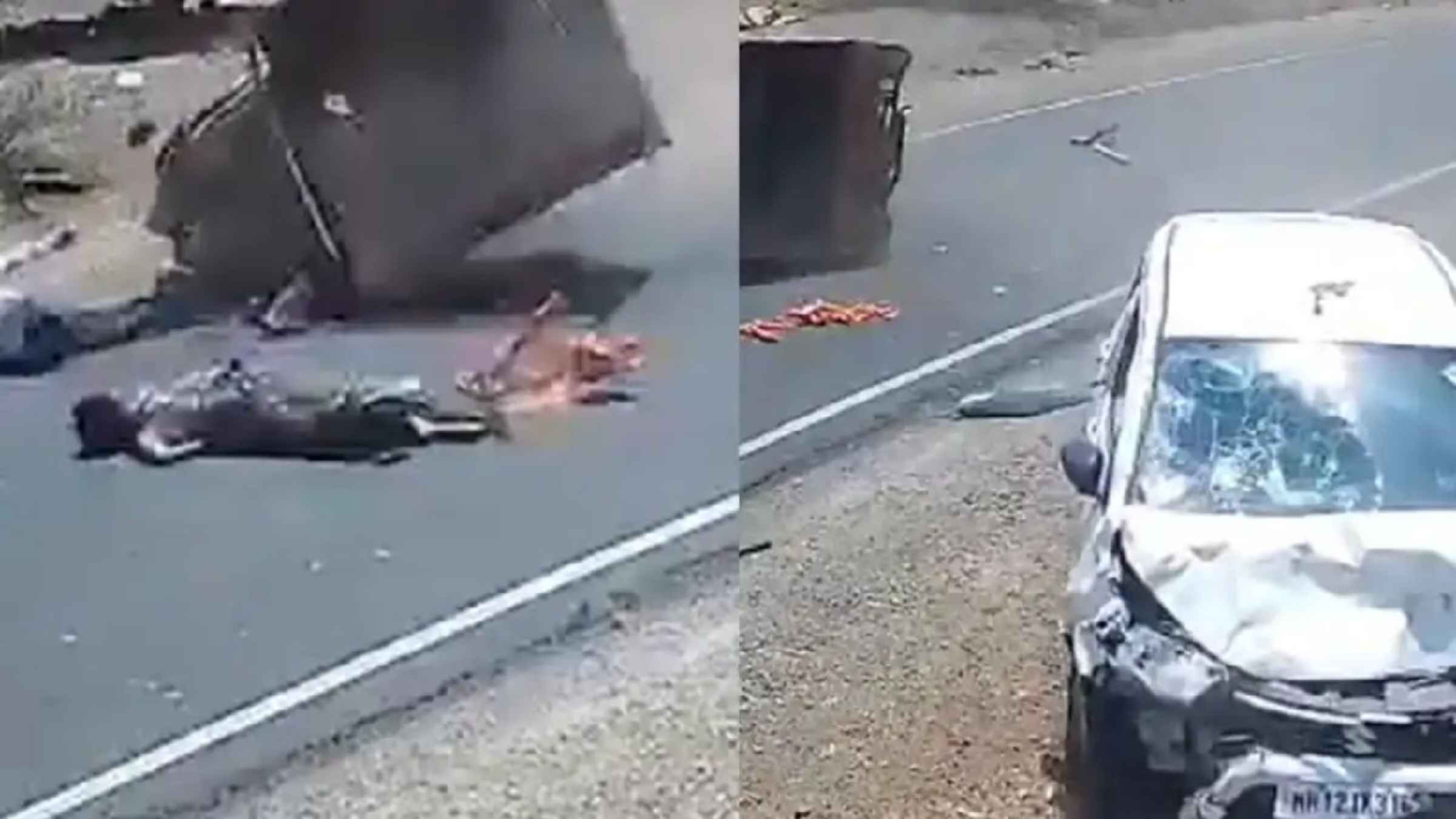 Pune Road Accident: खाली सड़क पर अचानक आपस में भिड़ गईं तीन गाड़ियां, खौफनाक हादसे का CCTV वीडियो सोशल मीडिया पर वायरल pune news road accident video