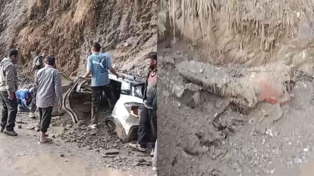 vehicles buried in debris