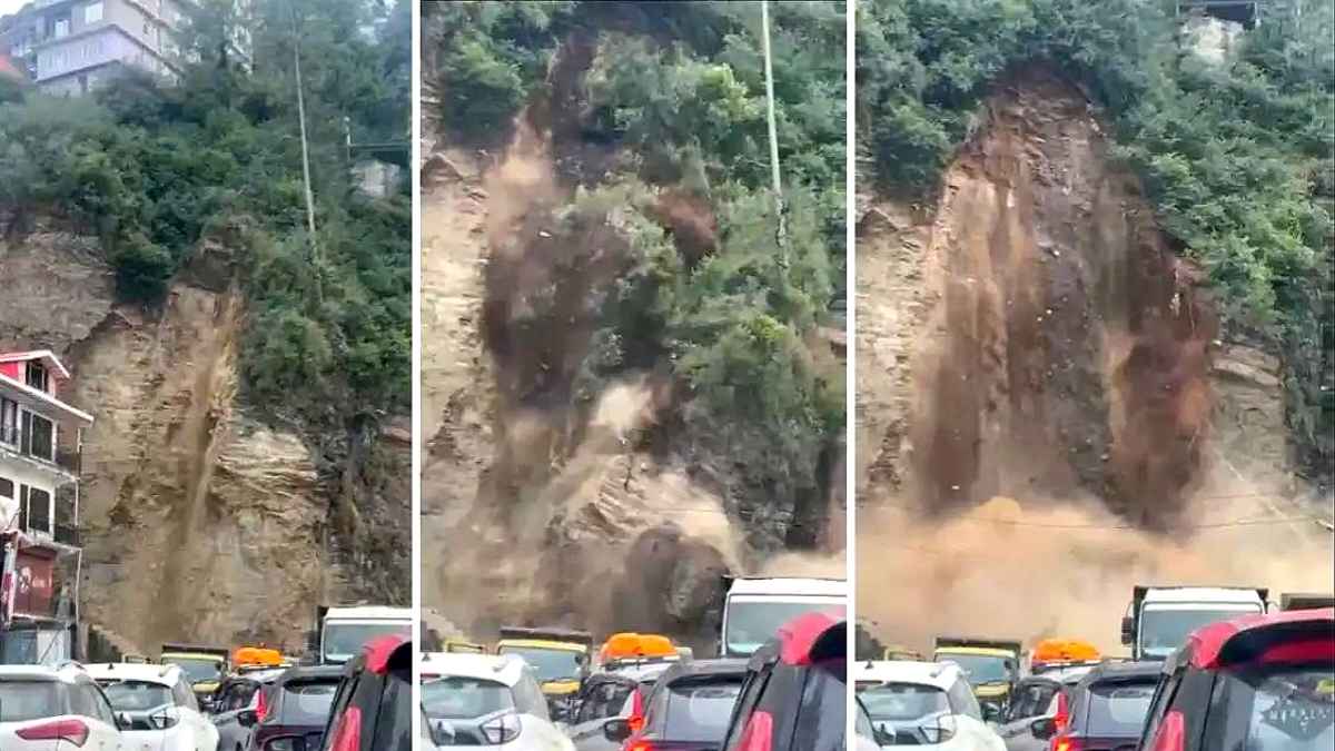 शिमला में कुदरत का कहर, ढली संजौली बाईपास पर भारी लैंडस्लाइड से मचा हड़कंप, बाल-बाल बचीं गाड़ियां Shimachal Landslide News