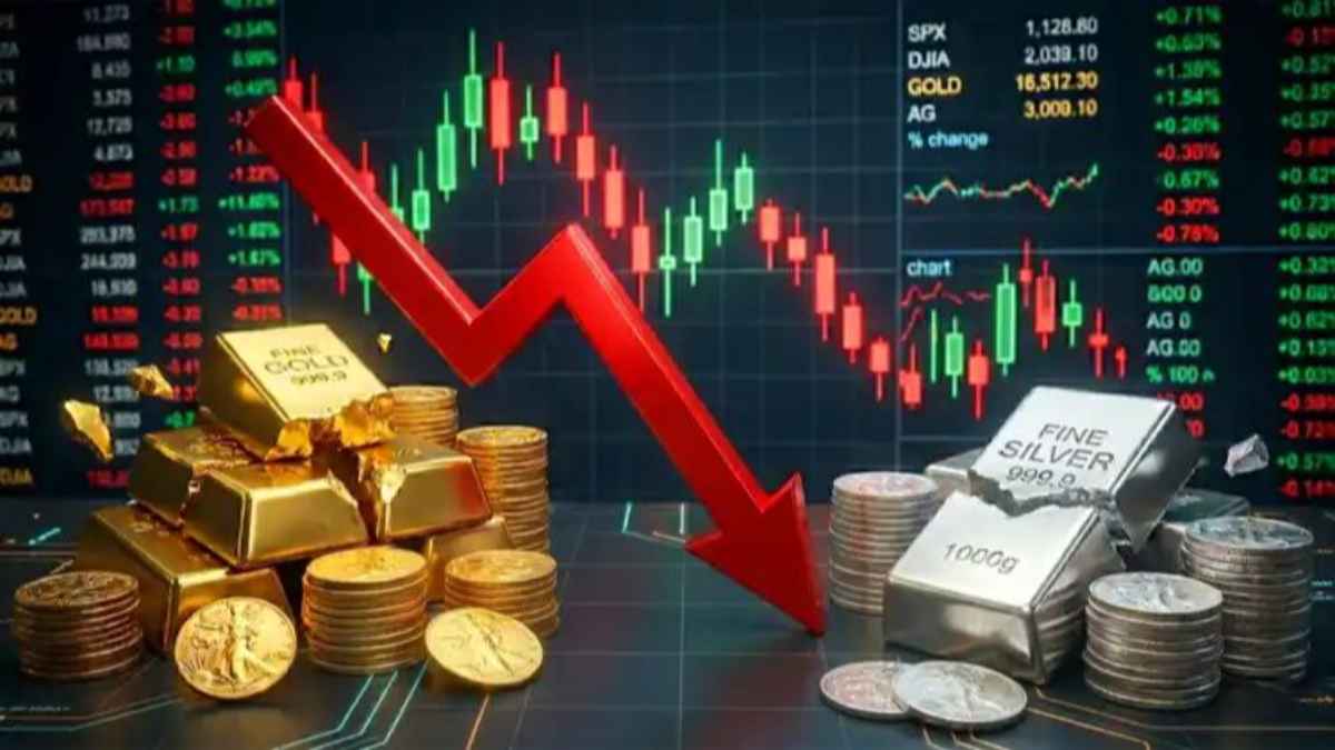 क्रैश हुआ कमोडिटी मार्केट! सोना-चांदी के भाव धड़ाम, क्रूड ऑयल भी 3.80% टूटा, जानिए अचानक क्यों आई भारी गिरावट gold-silver-crude-oil-price-crash