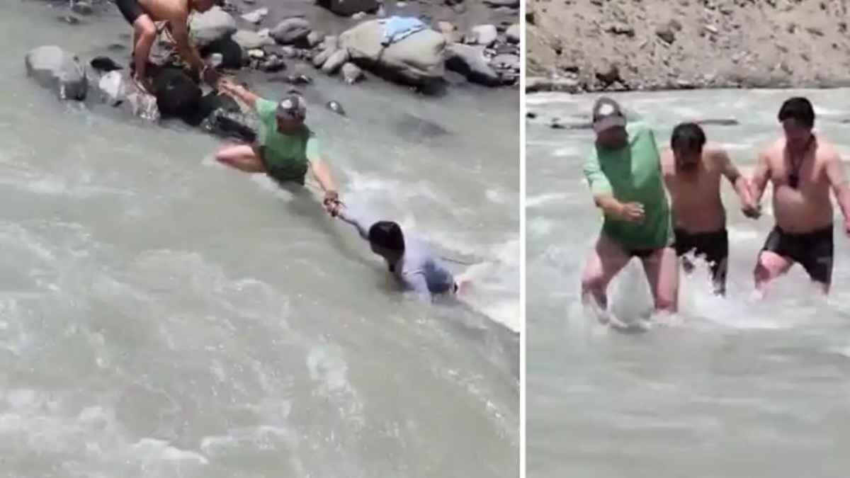 लाहुल स्पीति की चंद्रा नदी में बहने लगा बुंदेलखंड का टूरिस्ट, देवदूत बनकर आए ग्रामीणों ने बचाई जान tourist safely rescued